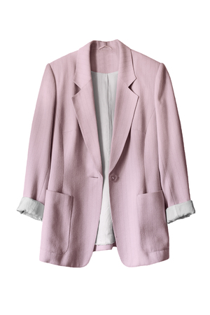 Pink silk elegant jacket on white backgroundの写真素材