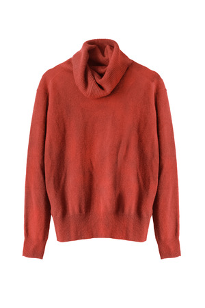 Terracotta cashmere sweater on white backgroundの写真素材
