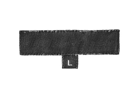 Black blank clothes label on white backgroundの写真素材