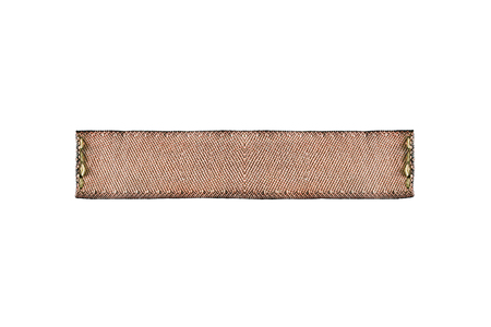 Blank brown clothes label isolated over whiteの写真素材
