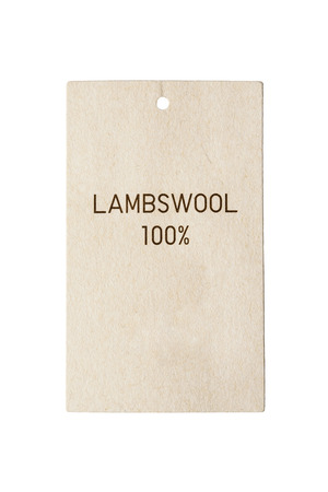 Fabric composition paper label on white backgroundの写真素材