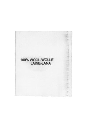 Fabric composition label on white backgroundの写真素材