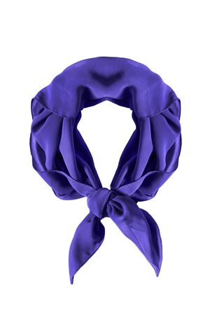 Tied purple silk neckerchief on white backgroundの写真素材
