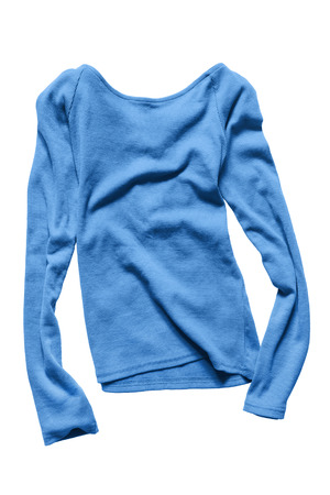 Blue basics casual pullover isolated over whiteの写真素材