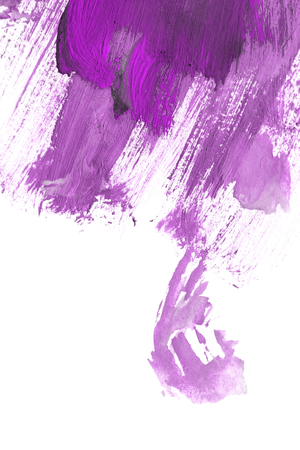 Abstract purple paint brush strokes isolated over whiteの写真素材