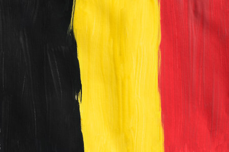 Painted national Belgian tricolor as a backgroundの写真素材