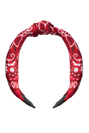 Red cotton rigid headband on white backgroundの写真素材