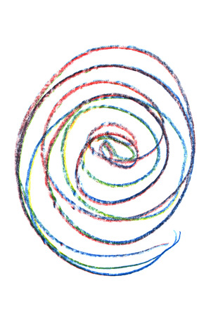 Colorful abstract crayon drawing isolated over whiteの写真素材