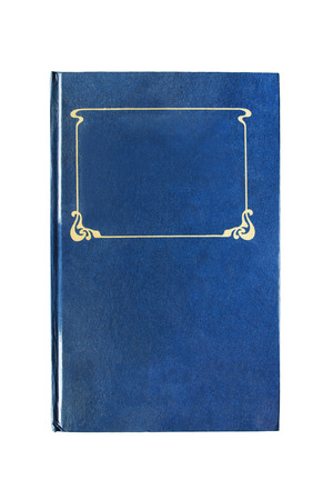 Blank blue book cover on white backgroundの写真素材