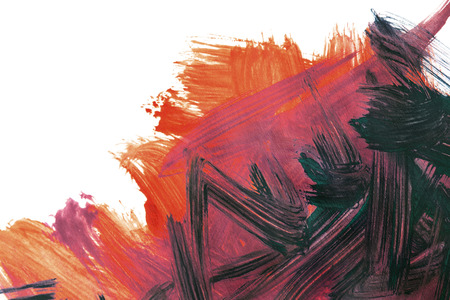 Abstract orange and pink painting on white as a backgroundの写真素材