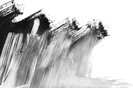 Black and white acrylic painting on white as a backgroundの写真素材
