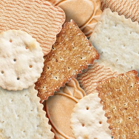 A lot of sweet and salt cookies closeup as a backgroundの写真素材