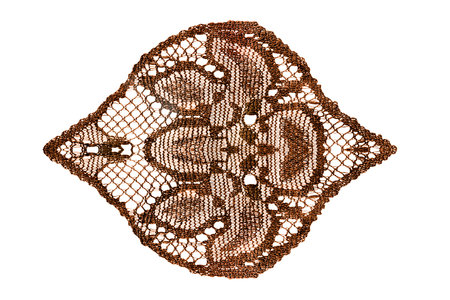 Brown silk vintage lace detail isolated over white