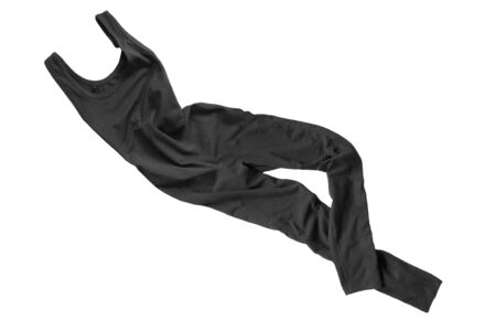 Black casual sleeveless jumpsuit on white backgroundの写真素材