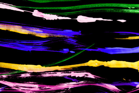 Abstract colorful neon paint strokes on black as a background
