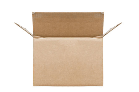 Blank opened carton box isolated over white