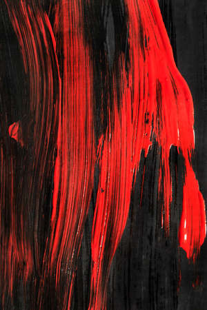 Abstract black and red acrylic painting as a backgroundの写真素材
