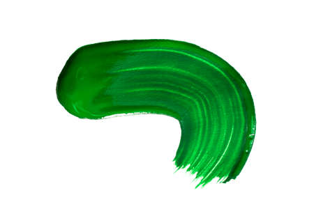 Abstract green paint blob on white backgroundの写真素材