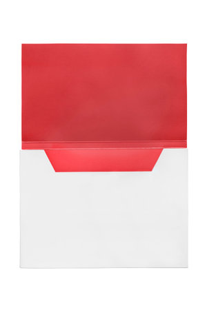 Empty opened blank envelope isolated over white