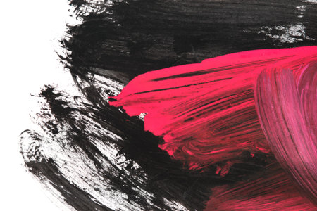 Black and pink abstract drawings on white background