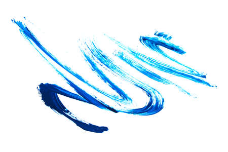 Abstract blue paint brush stroke isolated over whiteの写真素材