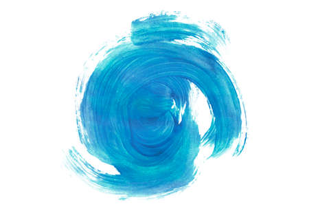 Abstract blue watercolor paint blob isolated over whiteの写真素材
