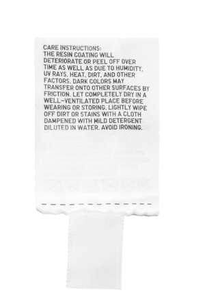 Care instructions clothing label isolated over whiteの写真素材