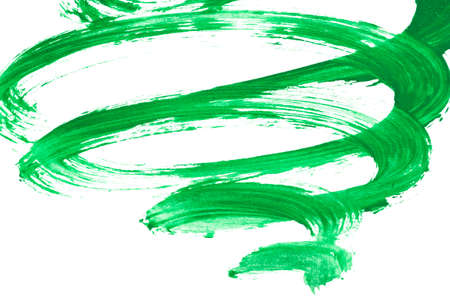 Abstract green paint stroke on white backgroundの写真素材