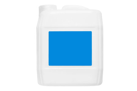 White plastic chemical jerrycan isolated over white