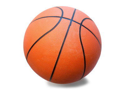 Rubber traditional basketball ball on white backgroundの写真素材