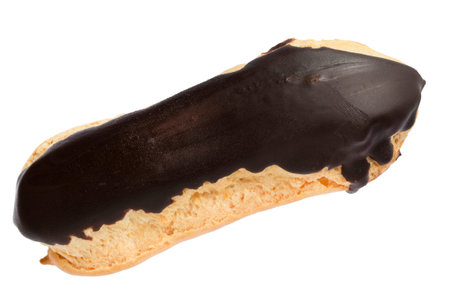 Chocolate eclair cake isolated on white background