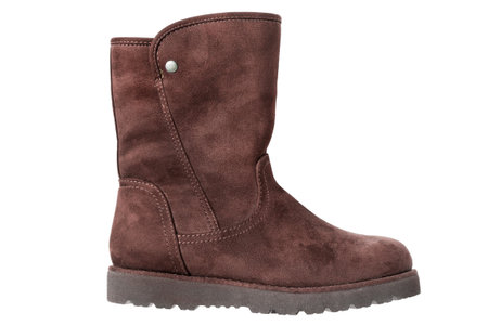 Brown suede flat boot isolated on white background