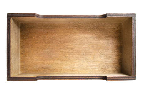 Empty bamboo box isolated on white backgroundの写真素材