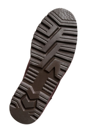 Brown rubber boot sole isolated on white backgroundの写真素材