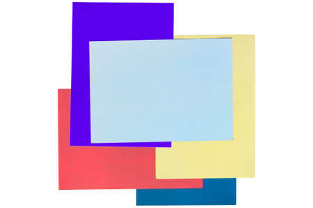 Colorful paper blank sheets isolated on white backgroundの写真素材