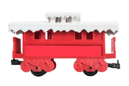 Plastic toy train carriage isolated on white backgroundの写真素材