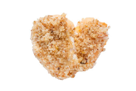 Sweet cake with nuts and cream isolated over whiteの写真素材