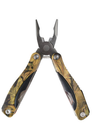 Folding pliers multi tool isolated on white background