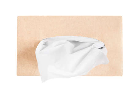 Craft paper tissue box isolated on white backgroundの写真素材
