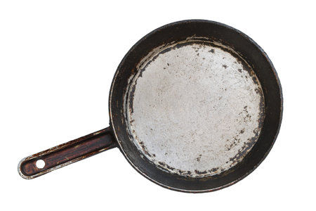 Old cast iron pan isolated on white background
