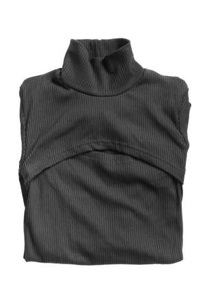 Folded black turtleneck isolated on white backgroundの写真素材