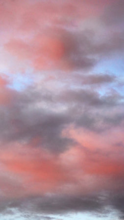 Beautiful rose color clouds in the sky view