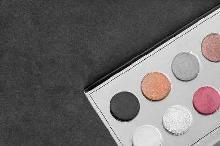 Eye shadows makeup palette on black background closeupの写真素材