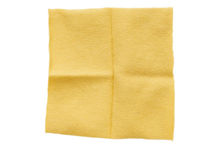 Blank yellow cotton fabric patch isolated on white background