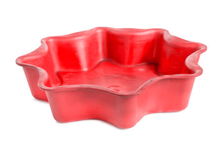 Empty silicone baking dish isolated on white backgroundの写真素材