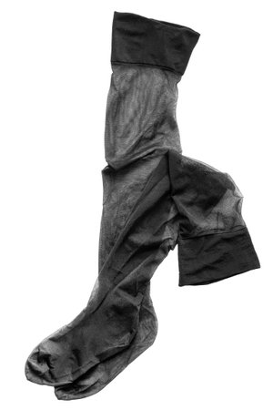 Black silk elegant stockings isolated on white backgroundの写真素材