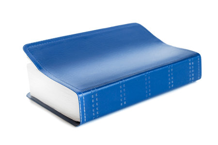 Blue cover book isolated on white backgroundの写真素材