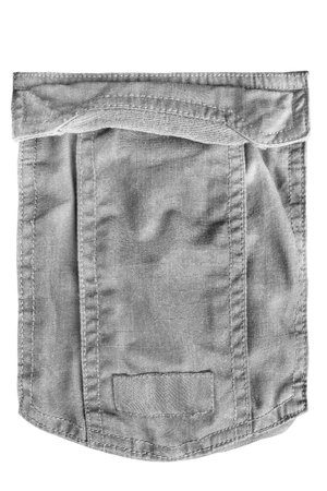 Gray cotton cargo flap patch pocket isolated on white backgroundの写真素材