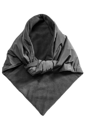 Black fleece waterproof tied hair scarf isolated on white backgroundの写真素材