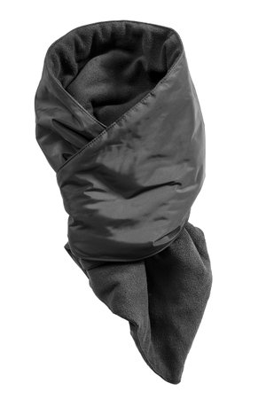 Black fleece waterproof headscarf isolated on white backgroundの写真素材